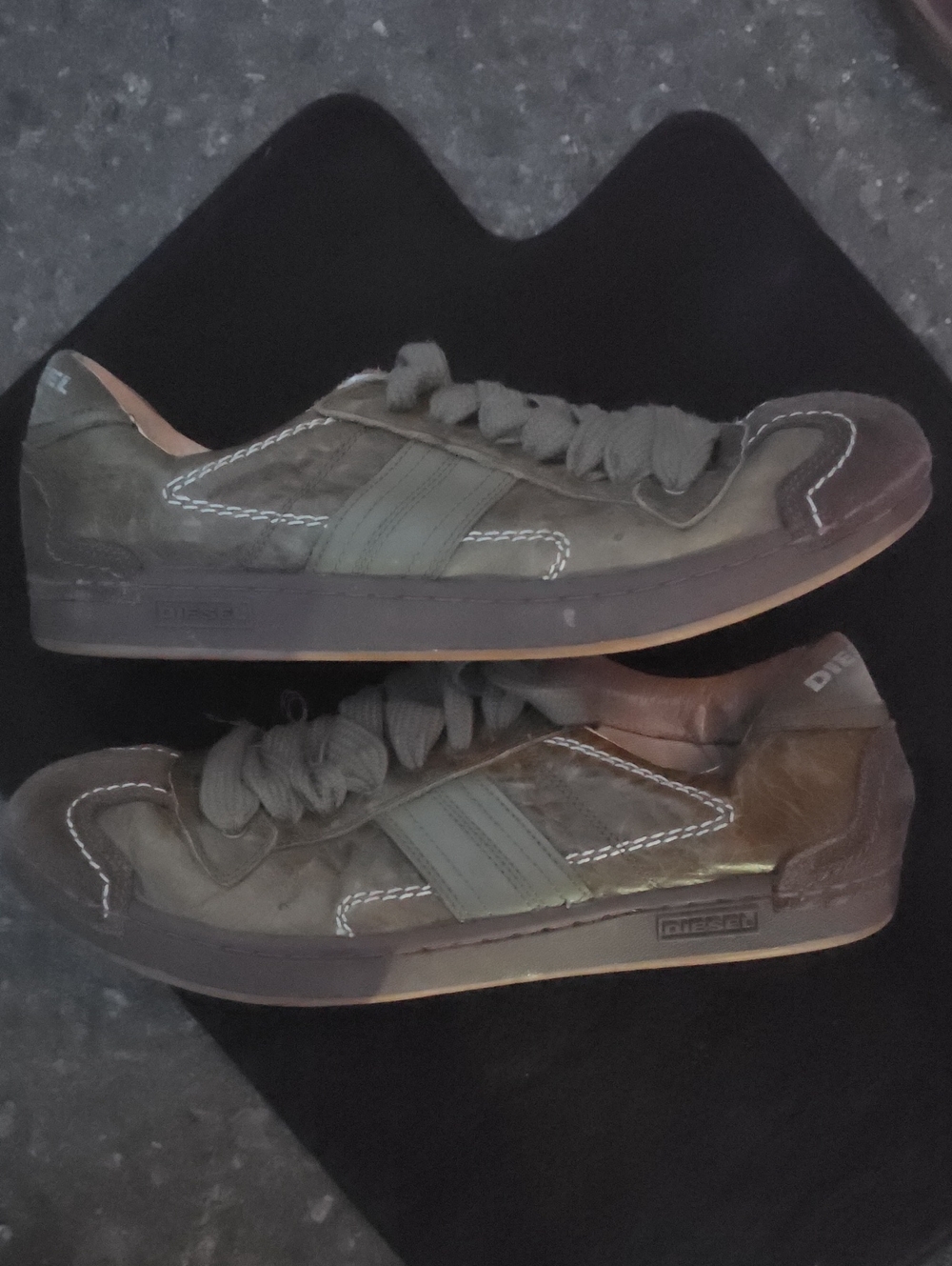 Vintage Diesel Leroy Green Leather Suede Sneakers Women's 11